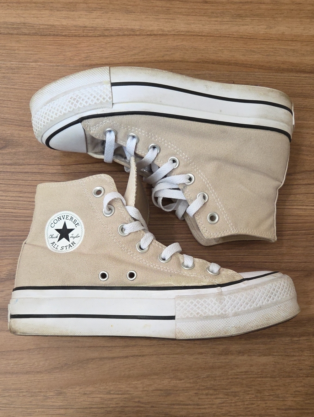 Converse High Top Sneakers - Beige and White
